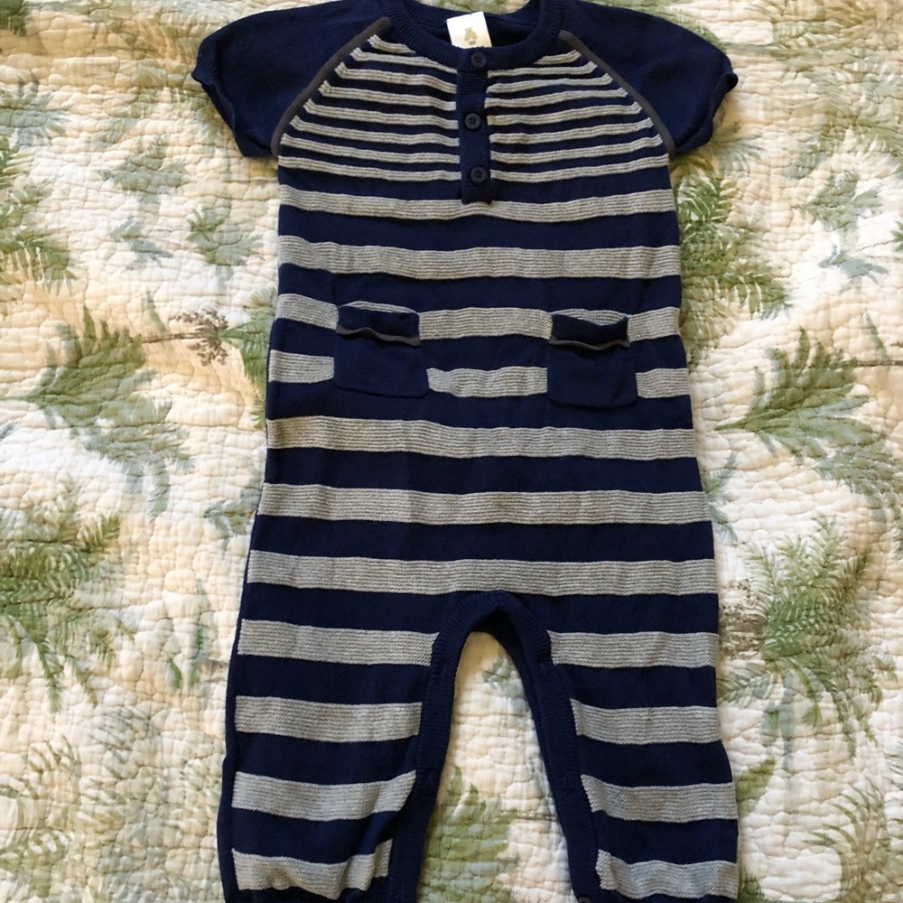 Cuddle bear collection blue knit one piece 9mo EUC